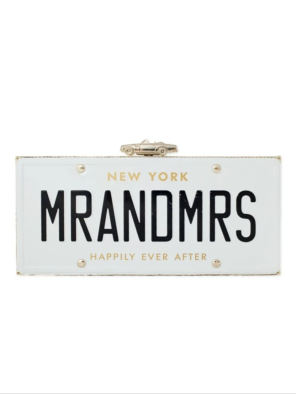 KATE SPADE WEDDING BELLES MR AND MRS LICENSE PLATE CLUTCH CROSSBODY CHAIN BAG